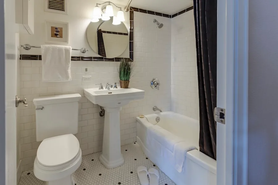 Sparkling clean bathroom with polished tiles and surfaces
